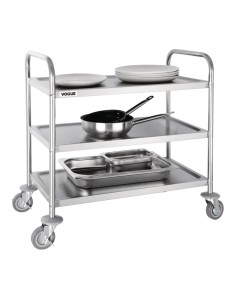 Chariot de débarrassage medium inox Vogue 3 niveaux 2