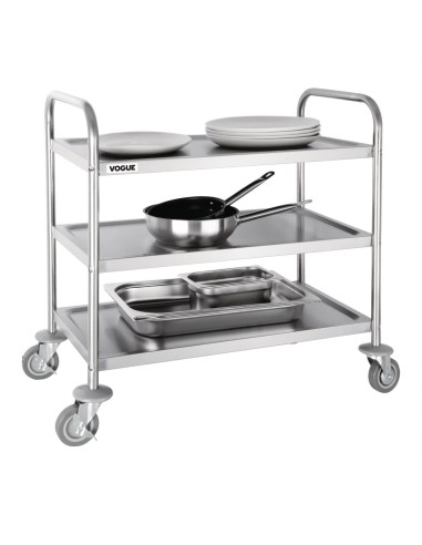 Chariot de débarrassage medium inox Vogue 3 niveaux