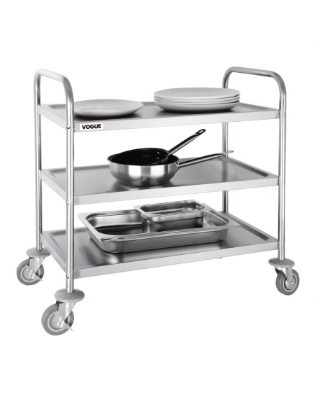 Chariot de débarrassage medium inox Vogue 3 niveaux
