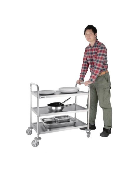Chariot de débarrassage medium inox Vogue 3 niveaux