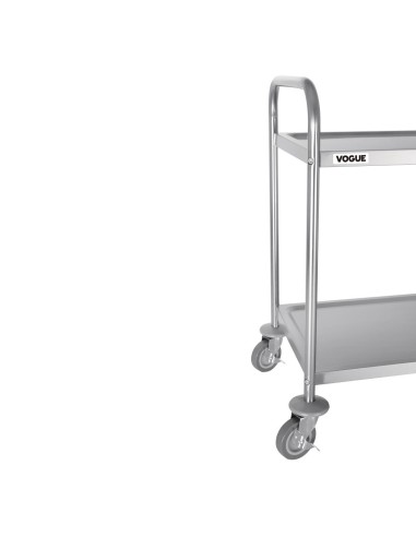 Chariot de débarrassage Vogue 2 niveaux inox - 128 kg