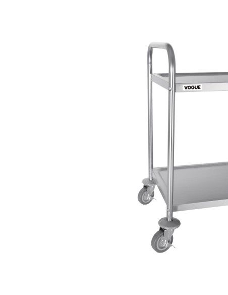 Chariot de débarrassage Vogue 2 niveaux inox - 128 kg