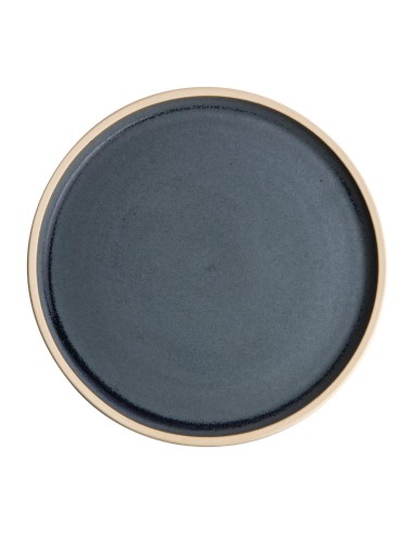 Assiettes plates bord droit granit bleu Olympia 180mm - lot de 6