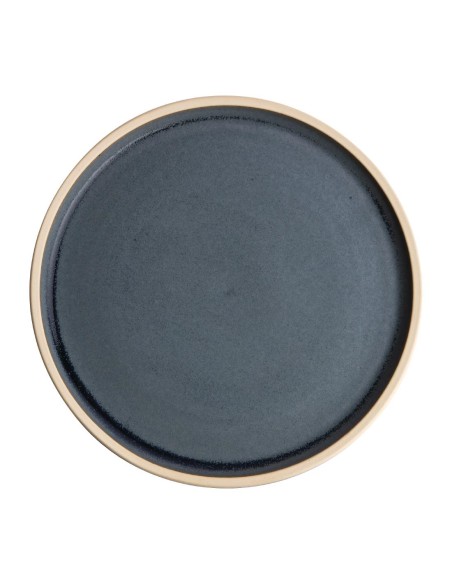 Assiettes plates bord droit granit bleu Olympia 180mm - lot de 6