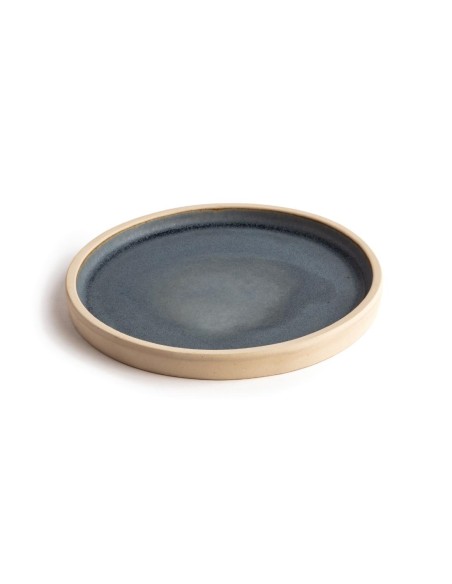 Assiettes plates bord droit granit bleu Olympia 180mm - lot de 6