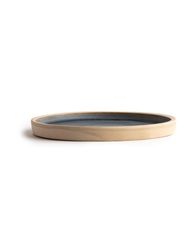 Assiettes plates bord droit granit bleu Olympia 180mm - lot de 6