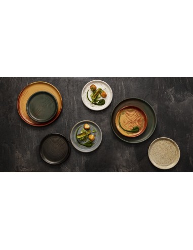 Assiettes plates granit bleu Olympia Canvas 180 mm - lot de 6