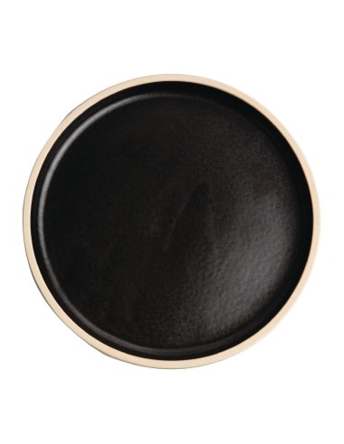Assiettes plates noir mat Olympia Canvas 180mm - lot de 6