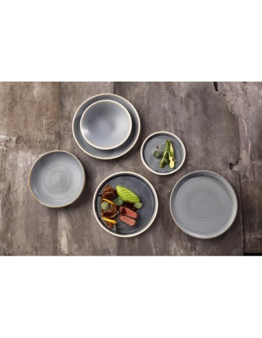 Assiettes creuses granit bleu Olympia Canvas 200mm - lot de 6