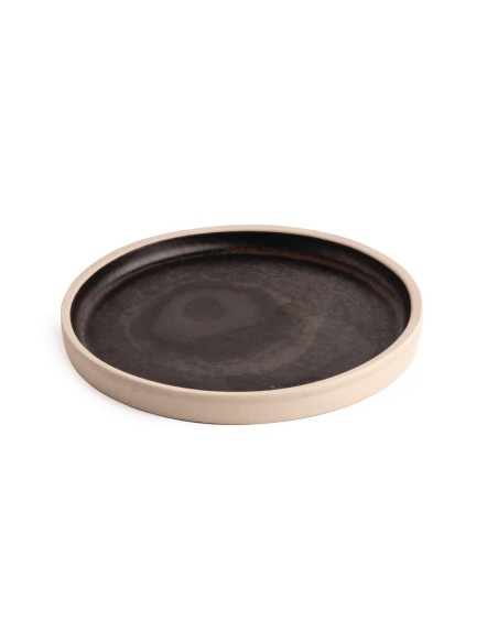 Assiettes plates noir mat Olympia Canvas 180mm - lot de 6