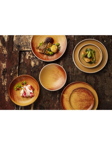 Assiettes plates terre de sienne Olympia Canvas 265mm - lot de 6