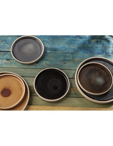 Assiettes plates noir mat Olympia Canvas 180mm - lot de 6
