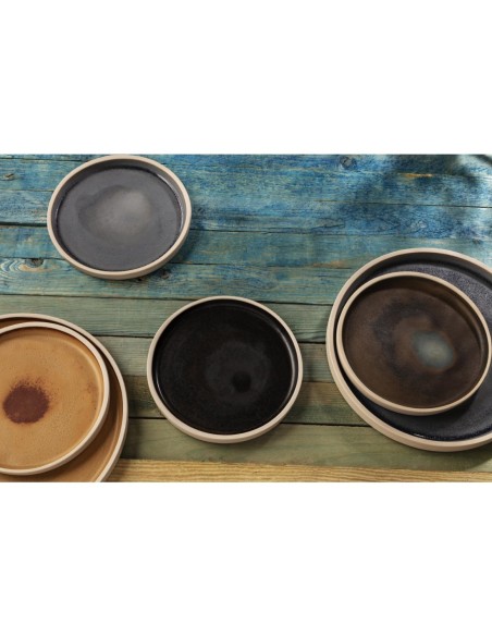 Assiettes plates noir mat Olympia Canvas 180mm - lot de 6
