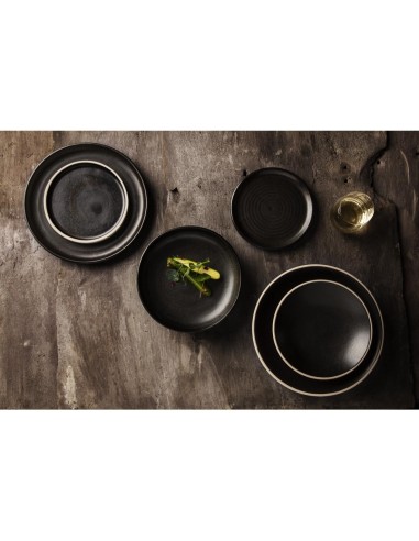 Assiettes plates noir mat Olympia Canvas 265mm - lot de 6