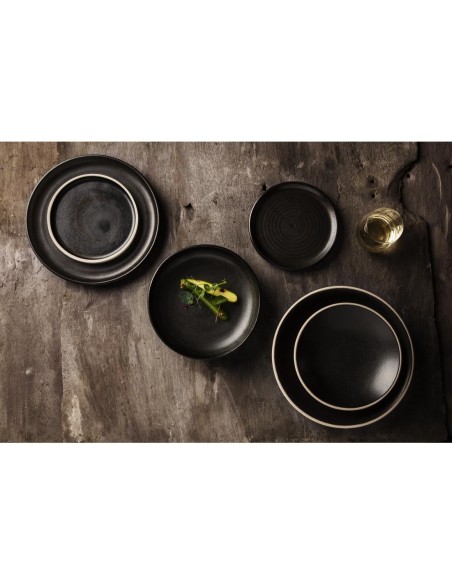 Assiettes plates noir mat Olympia Canvas 265mm - lot de 6