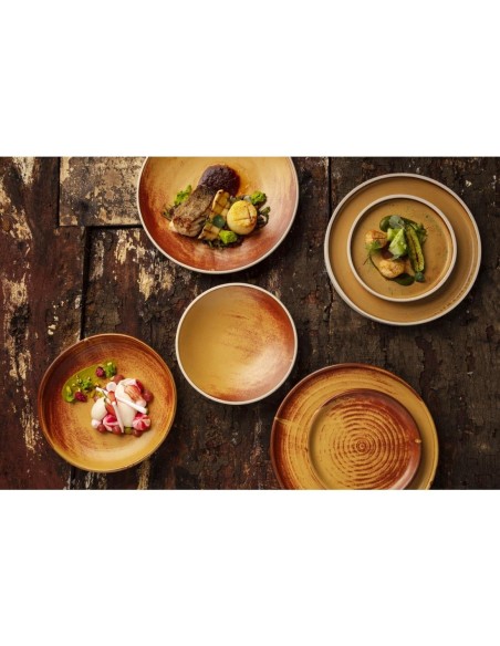 Assiettes plates terre de sienne Olympia Canvas 180 mm - lot de 6