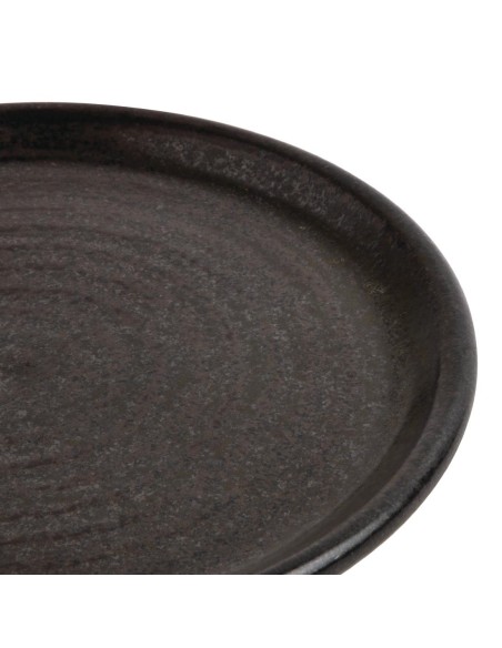 Assiettes plates noir mat Olympia Canvas 180mm - lot de 6