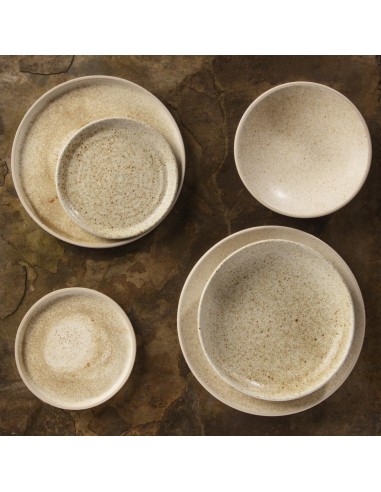 Assiettes creuses beige moucheté Olympia Canvas 200mm - lot de 6
