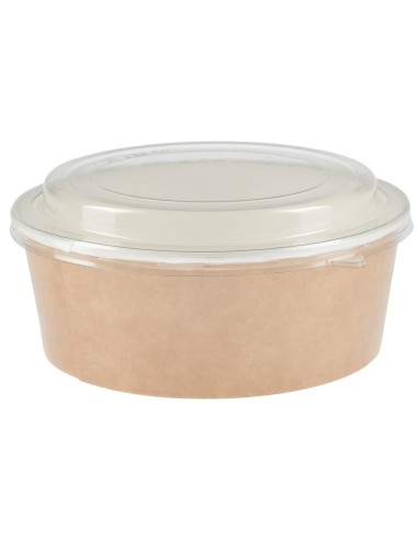 Pots kraft 1300ml avec couvercles PET - lot 150 - Colpac