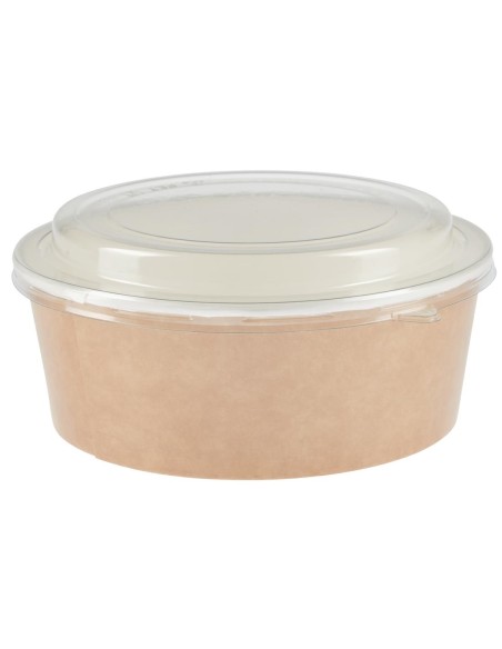 Pots kraft 1300ml avec couvercles PET - lot 150 - Colpac