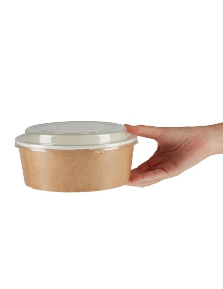 Pots kraft 1300ml avec couvercles PET - lot 150 - Colpac