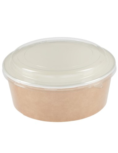 Pots kraft 1300ml avec couvercles PET - lot 150 - Colpac