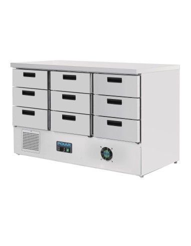 Table réfrigérée Polar 9 tiroirs 368L - inox