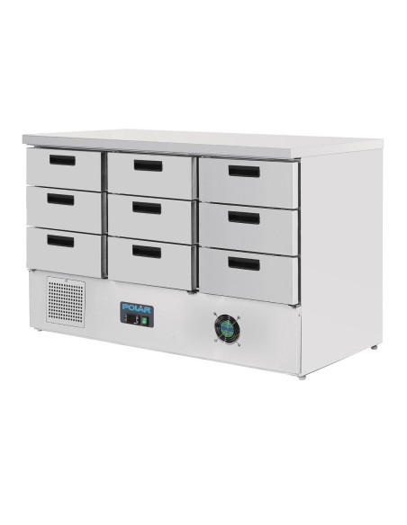 Table réfrigérée Polar 9 tiroirs 368L - inox