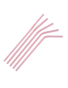 Pailles en papier compostables Fiesta Rose - Lot de 250