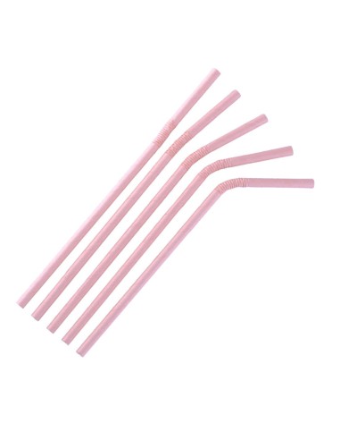 Pailles en papier compostables Fiesta Rose - Lot de 250
