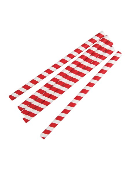 Pailles à smoothie compostables Fiesta rouge 210mm - lot 250