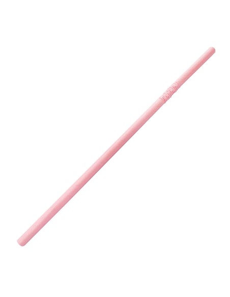 Pailles en papier compostables Fiesta Rose - Lot de 250