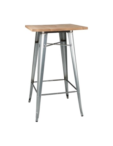 Mange-debout Bolero Bistro en acier galvanisé et frêne - 1040x600 mm