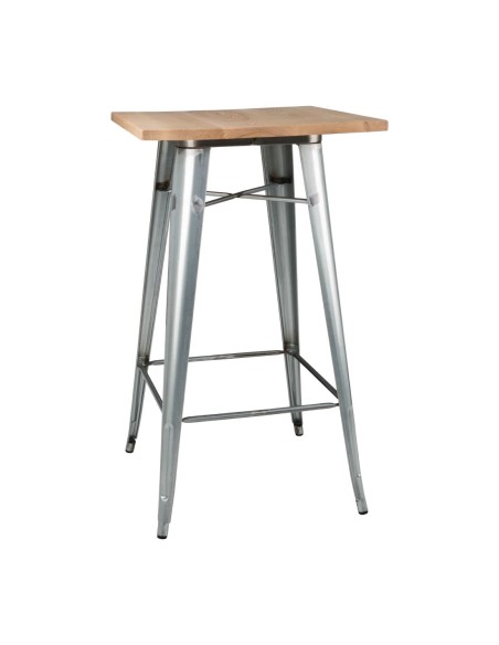 Mange-debout Bolero Bistro en acier galvanisé et frêne - 1040x600 mm
