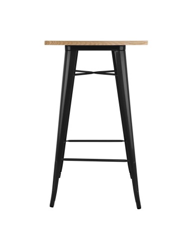 Mange-debout noir Bolero Bistro avec plateau en frêne