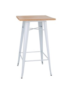 Mange-debout blanc Bolero Bistro avec plateau en frêne