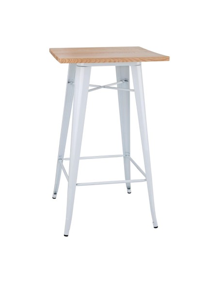 Mange-debout blanc Bolero Bistro avec plateau en frêne