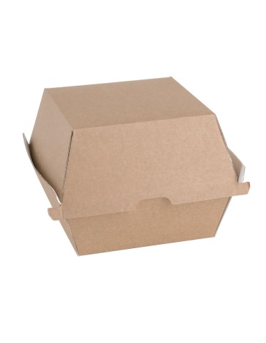 Grandes boîtes hamburger compostables kraft 112mm - Fiesta (150 pcs)