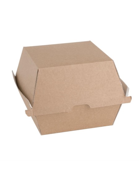 Grandes boîtes hamburger compostables kraft 112mm - Fiesta (150 pcs)