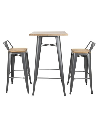 Tabourets bistro hauts Bolero gris - lot de 4