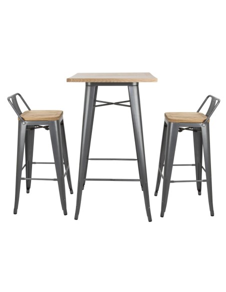 Tabourets bistro hauts Bolero gris - lot de 4