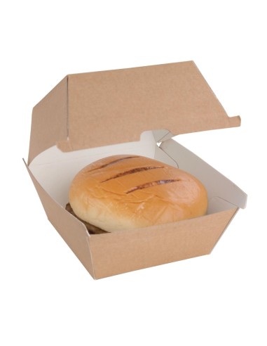 Grandes boîtes hamburger compostables kraft 112mm - Fiesta (150 pcs)