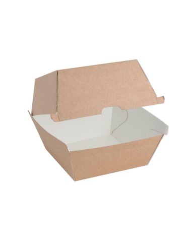 Grandes boîtes hamburger compostables kraft 112mm - Fiesta (150 pcs)