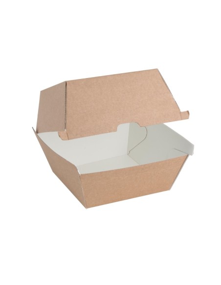 Grandes boîtes hamburger compostables kraft 112mm - Fiesta (150 pcs)