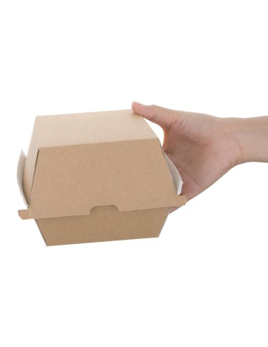 Grandes boîtes hamburger compostables kraft 112mm - Fiesta (150 pcs)
