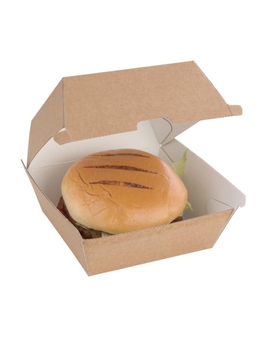 Boîtes hamburger compostables kraft 105mm - Lot de 200
