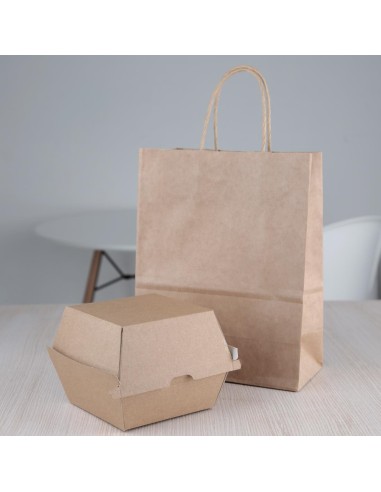 Grandes boîtes hamburger compostables kraft 112mm - Fiesta (150 pcs)