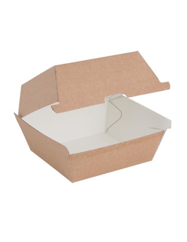 Boîtes hamburger compostables kraft 105mm - Lot de 200