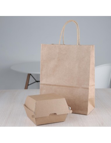 Boîtes hamburger compostables kraft 105mm - Lot de 200
