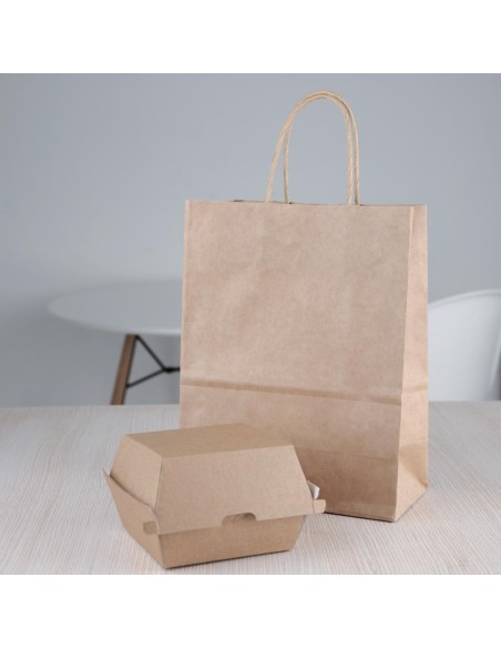 Boîtes hamburger compostables kraft 105mm - Lot de 200